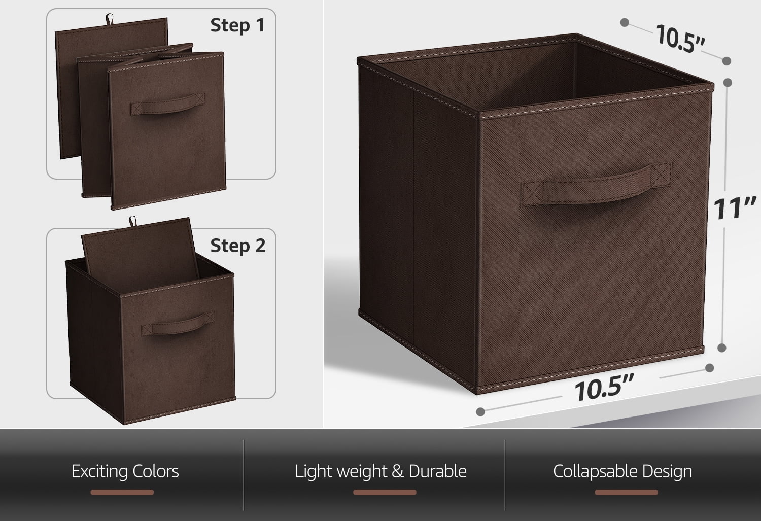 Sorbus Fabric Storage Bins 11" Foldable Cubes With Handles For Pantry, Cubbies, Toy And Closet Shelving Organization - 8Pk