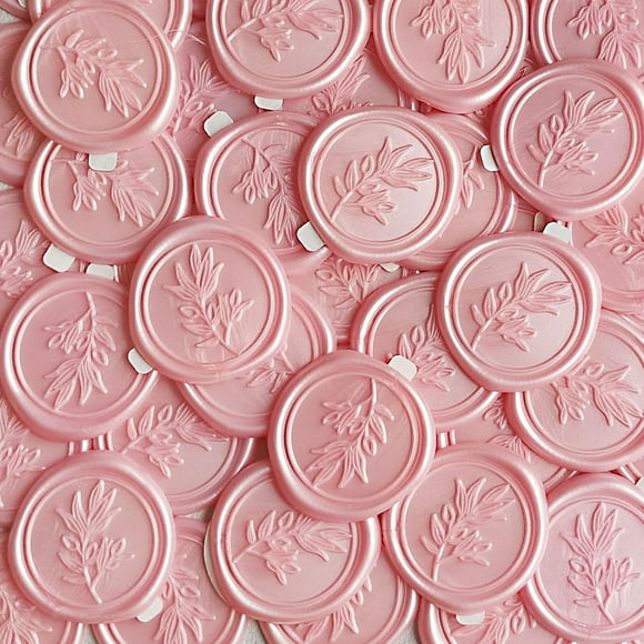 Pegatinas Pilloze de cera con forma de rama de olivo rosa, 50 unidades, 3 cm
