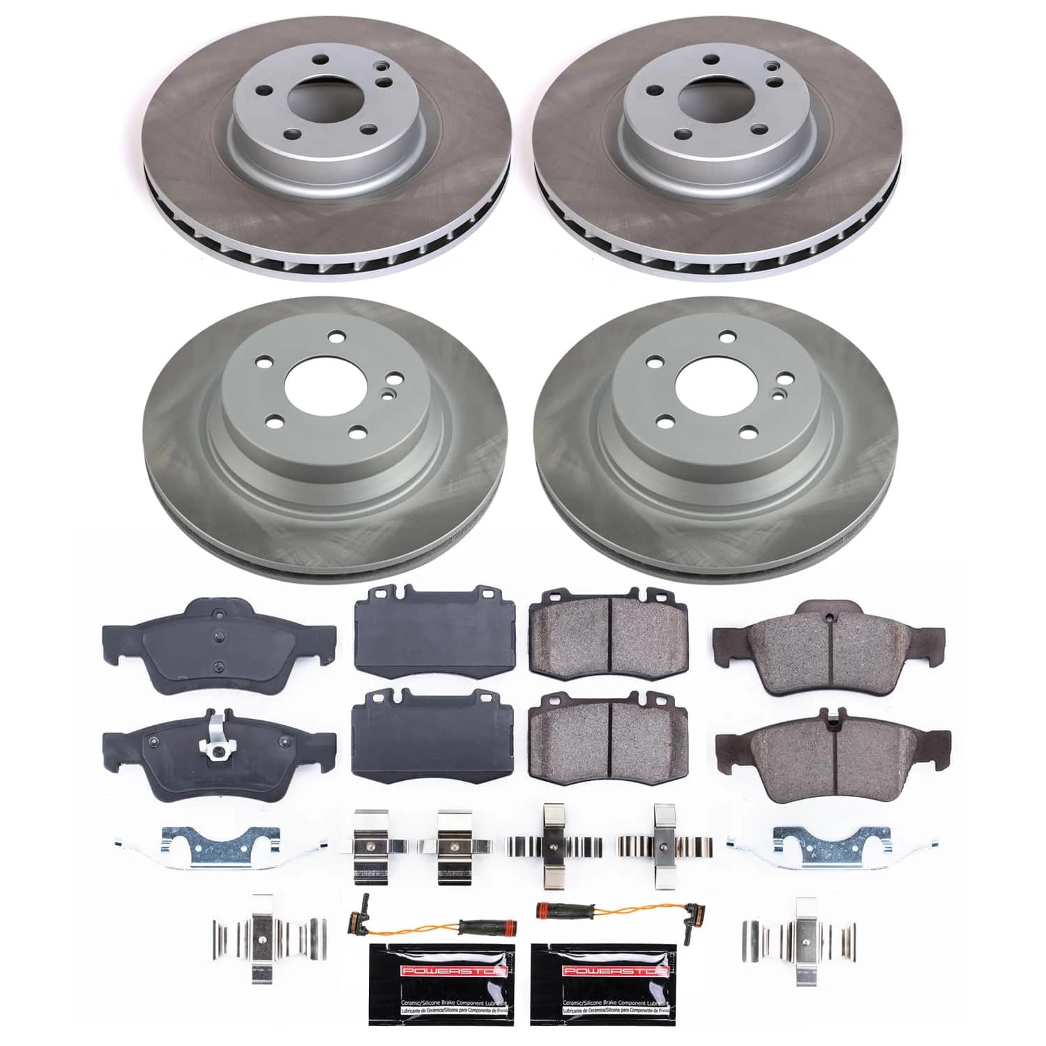 PowerStop Front and Rear Semi-Coated Rotor and Low-Dust Ceramic Brake Pad Kit SC6600
