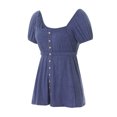 thumbnail image 3 of Lucakuins - Blusa informal de verano para mujer, camisetas de manga corta con botones para ropa de calle Lucakuins  moda, 3 of 10