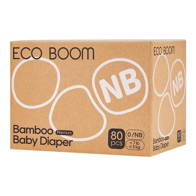 Pañales ECO BOOM de viscosa de bambú natural y suave, talla 0 80C
