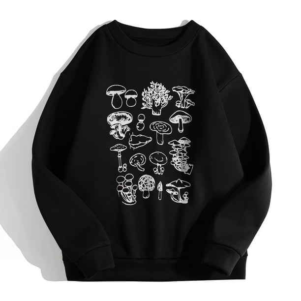 Ichuanyi liquidación vintage vintage fun con manga larga suelta cuello redondo sudadera estampada divertida blusa de impresión de planta divertida ICHUANYI WER202308242382