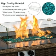 Mefine Propane Table Top Fire Pit Rectangular Fire Pits for Outside 44in 50,000BTU(Brown)