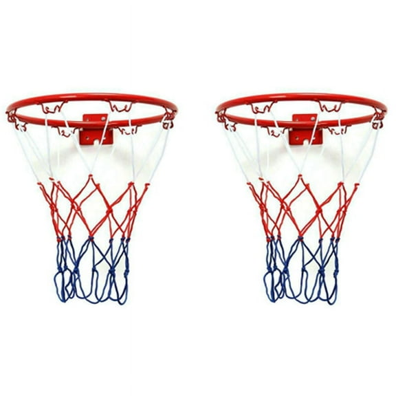 2pcs 32cm Wall Mounted Basketball Hoop Netting Metal Rim Hanging Basket Basket- Wall Rim with Screws Indoor Outdoor