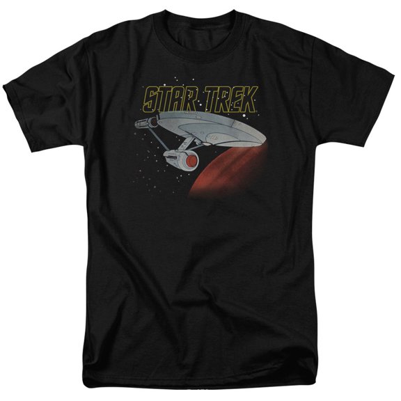 Star Trek Retro Enterprise Adult 18/1 T-Shirt Black