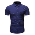 thumbnail image 1 of Camisa de manga corta con estampado floral de ajuste delgado para negocios con botones informales para hombres Pompotops oipoqjl47616, 1 of 8