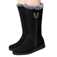 thumbnail image 4 of dianhelloya 1 Pair Snow Boots Side Zipper Closure Middle Tube Thickened Fleece Non-Slip Keep Warm Flat Bottom Winter Warm Plush Long Boots Outdoor Use Black, 4 of 8