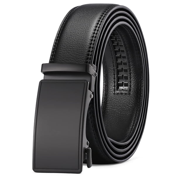 Cinturón de piel SENDEFN con hebilla automática de trinquete para hombre