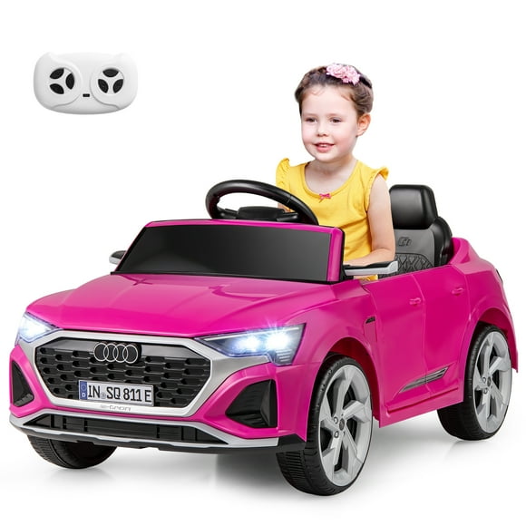 Gymax 12V Kids Ride On Car w/Remote Control 4 Wheels Suspension 3 Speeds LED Headlight Pink