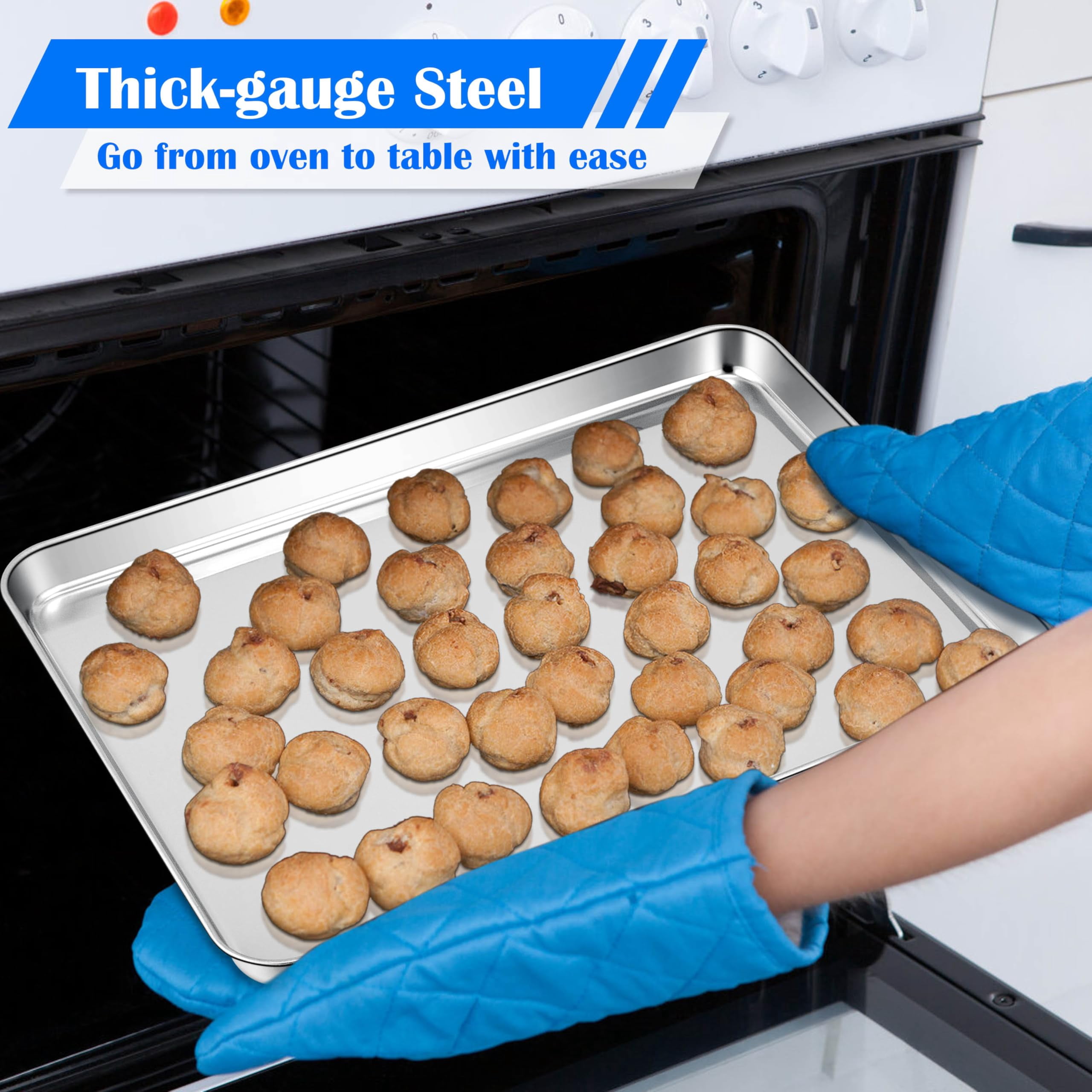 Large Baking Sheet Stainless Steel Cookie Pan for Oven 1 Pack