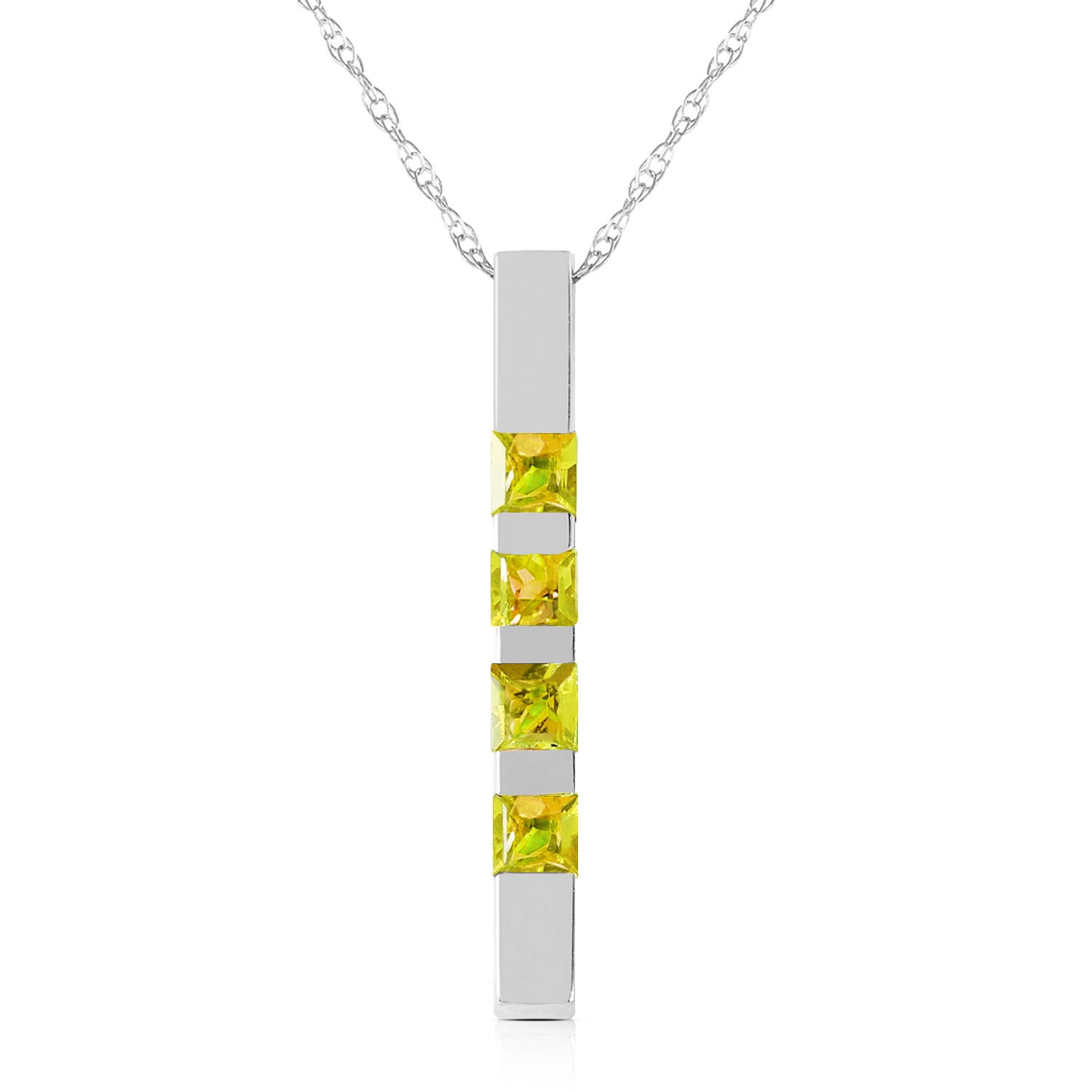 Galaxy Gold 14K Solid Gold Natural Peridot Necklace for Women - White Gold Fine Jewelry