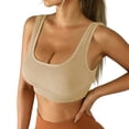 thumbnail image 3 of Bxsruta Women Seamless Ribbed Sports Bra Wirefree U Neck Crop Top High Support Yoga Workout Running, 3 of 7
