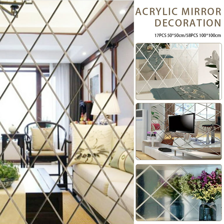 Mirror Wall Stickers Adhesive Mirror Paper Self-Adhesive Tiles Films On The  Walls DIY Home Bathroom Decorative Mirror Home Decor