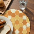 thumbnail image 3 of Orange Yellow Round Placemats for Dinning Tables,Heat-proof Braided Table Mats 13 Inch,Farmhouse Abstract Geometric Hexagon Art Washable Place Mat for Kitchen Restaurant Party Decor Table Setting, 3 of 9
