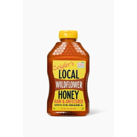 Zeigler's Wildflower Honey 32oz Local, Raw, Unfiltered, Squeeze Bottle