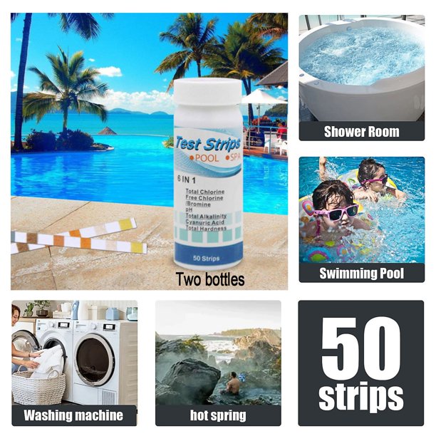 TYMEIK Swimming Pool & Spa Water Test Kit Strips, Testing Chlorine, pH, Bromine, Alkalinity