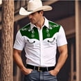 thumbnail image 2 of Gunia Western Cowboy Shirts For Men Short Sleeve Button Down Shirt Casual Blouse Breathable Summer Tops Men T Shirts Green Xl, 2 of 4