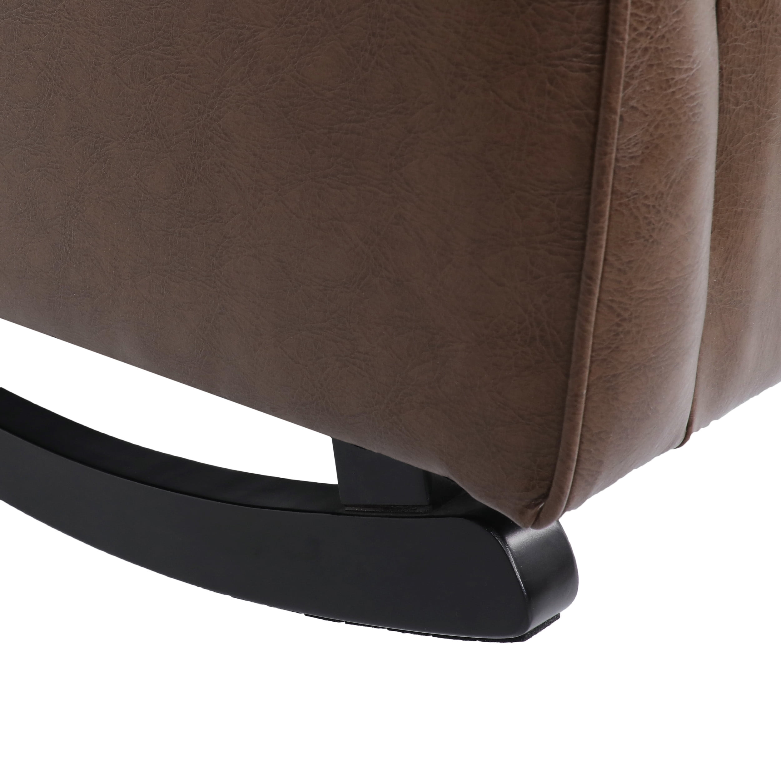 Noble House Dobles Faux Leather Tufted Wingback Rocking Chair, Dark Brown