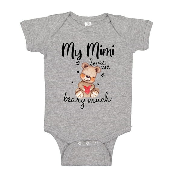 My Mimi Loves Me Beary Much Baby Bodysuit One Piece NB Athletic Heather