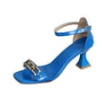 thumbnail image 2 of Purcolt Womens Heeled Sandals Casual Open Toe Adjustable Ankle Strap Pumps Dressy Casual High Heeled Shoes for Club Party Wedding, 2 of 7