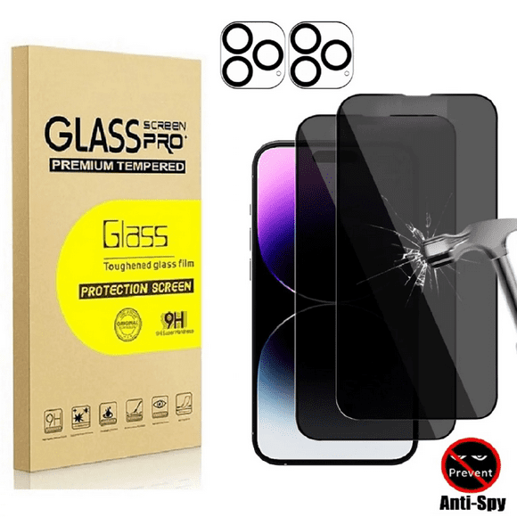[2+2Pack] for iPhone 11 Pro Max Privacy Screen Protector and Camera Lens Protector, 9H Anti Spy Dark Tempered Glass,Easy Installation, Bubble Free