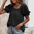 thumbnail image 4 of Tops de Mujer Odeerbi Elegantes Blusas Casuales de gasa de moda dulce cuello cuadrado doble manga corta, 4 of 6