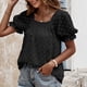 thumbnail image 4 of Tops de Mujer Odeerbi Elegantes Blusas Casuales de gasa de moda dulce cuello cuadrado doble manga corta, 4 of 6