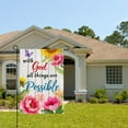 thumbnail image 2 of AMHNF Linen Garden Flag with God All Things Are Possible Inspirational Quote with Colorful Flowers and Butterfly Design for Spring Summer Home Outdoor Garden Yard Door Decor 12x18 inch, 2 of 5