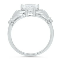 1.05 ct Heart Cut White Sapphire Claddagh Engagement Ring for Women in 18K White Gold