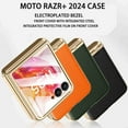 thumbnail image 7 of Dteck PU Leather Case for Motorola Moto Razr Ultra 2025 / Razr 60 Ultra with Built-in Screen Protector & Hinge Protection, Shockproof Plating Ultra Slim Hard Frame Protective Cover, Green, 7 of 7