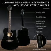 Best Choice Products Beginner Acoustic Electric Guitar Starter Set 41in w/ Wood Cutaway Design, Gig Bag - Black
