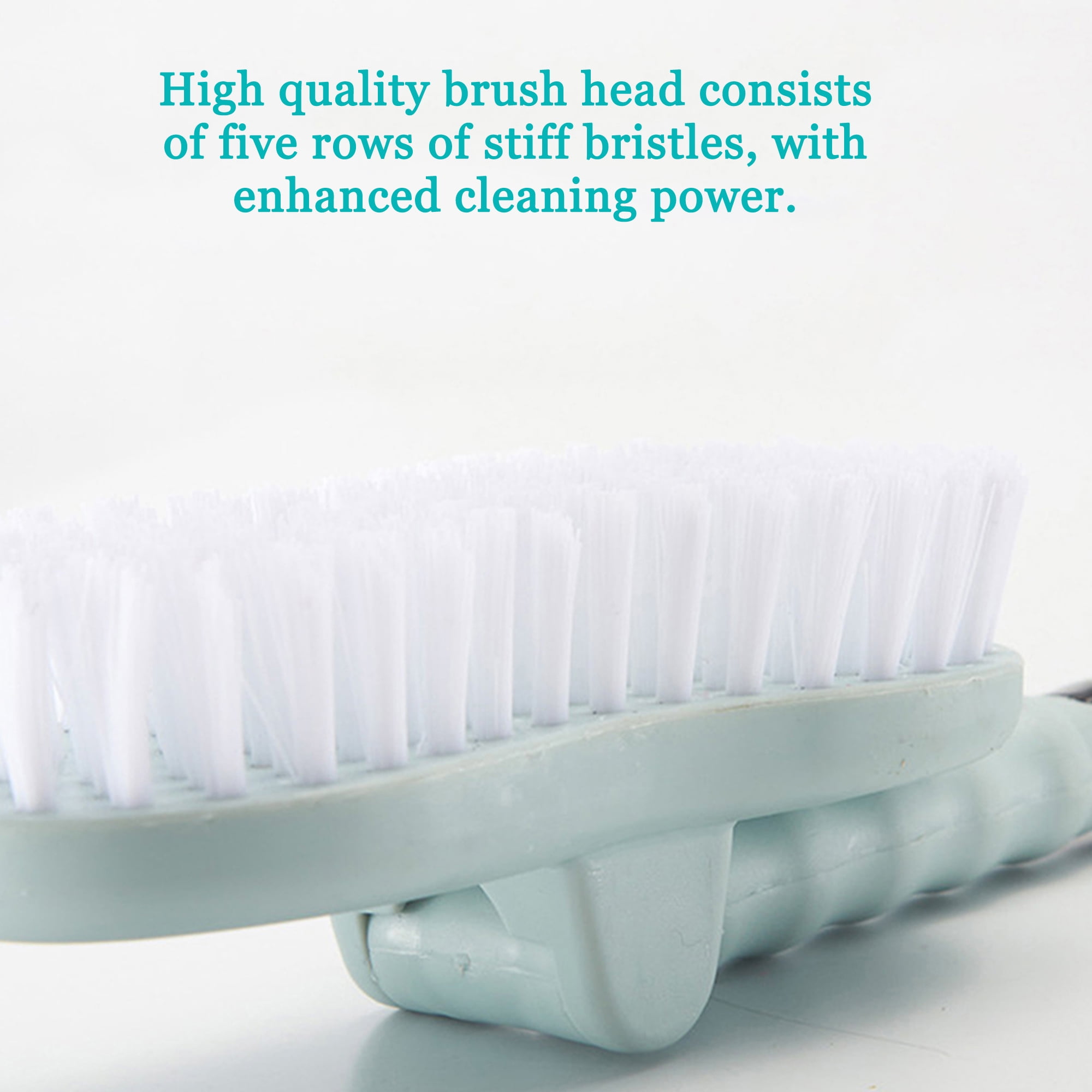 CQT 2 in 1 Bathroom Cleaning Brush with Soap Dispenser 48 Long Handle  Detachable Stiff Bristles Scrub Brush 1 Scrubber Heads and 1 Scouring Pad  Head