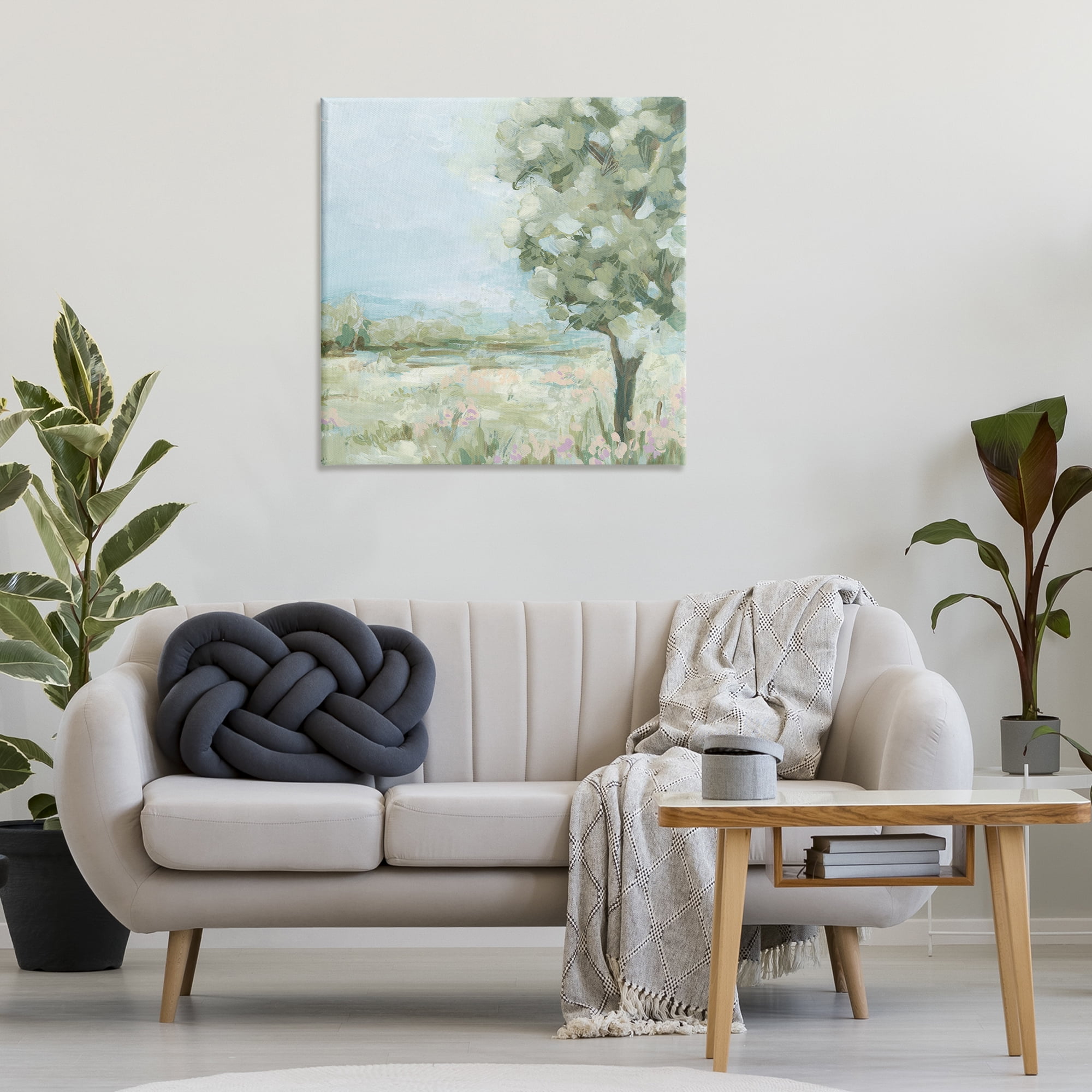 Stupell Industries Lone Tree by Field Landscape & Nature Painting Wrapped Canvas Art Print Wall Art, 30 x 30