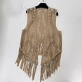 thumbnail image 6 of Xfvqtps Women Waistcoat Tassels Hollow Out Sleeveless Classical Personality Fashion Cowboy Style Fall Cardigan Khaki, 6 of 7