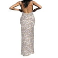 thumbnail image 3 of Robe Moulante Longue Maxi Sans Manches pour Femmes à Imprimé Floral, Bretelles Spaghetti, Découpes, Dos Nu, 3 of 7