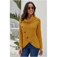 thumbnail image 2 of Pulls Femmes Chauds Asymétriques Tricotés Col Roulé Unis Enveloppants Manches Longues Hauts Décontractés, 2 of 6