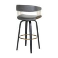 thumbnail image 4 of Maya 26 Inch Swivel Counter Chair, Gray Faux Leather, Bronze, Black Wood, 4 of 5
