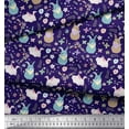 thumbnail image 3 of Soimoi Velvet Fabric Floral & Rabbit Kids Print Sewing Fabric Yard 58 Inch Wide, 3 of 3