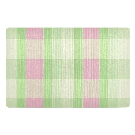 Pink and Green Stripes Floor Door Mat Outdoor Indoor for Home Entrance Welcome Mats 32"x20"