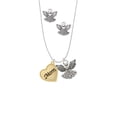 thumbnail image 2 of Delight Jewelry Goldtone Script Mom Heart Silver tone Guardian Angel Charm Necklace and Stud Earrings, 2 of 4