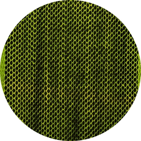 Ahgly Company Indoor Round Abstract Yellow Modern Area Rugs, 6' Round