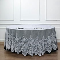 BalsaCircle 120" White Premium Lace Round Tablecloth Table Linens Reception Decorations