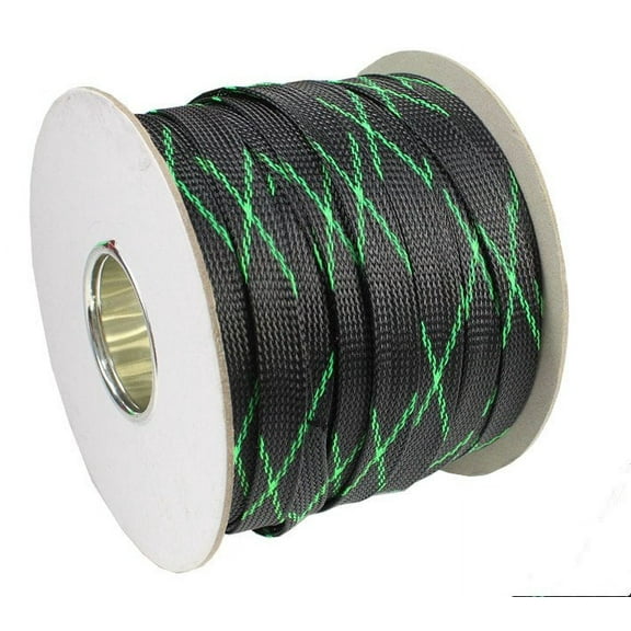 1/2 in(12mm) Expandable Braided Power Supply Cable Sleeving Extremely Lightweight Black&Green 35ft