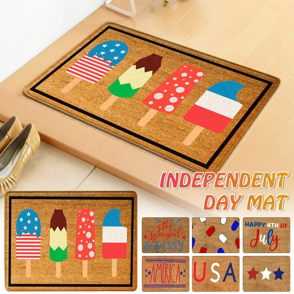 Dmlowu 4th of July Decorations Bathroom Rugs 16x24" Extra Soft Patriotic Kitchen Mats for Floor Quicker Dry Non Slip Rugs for Living Room