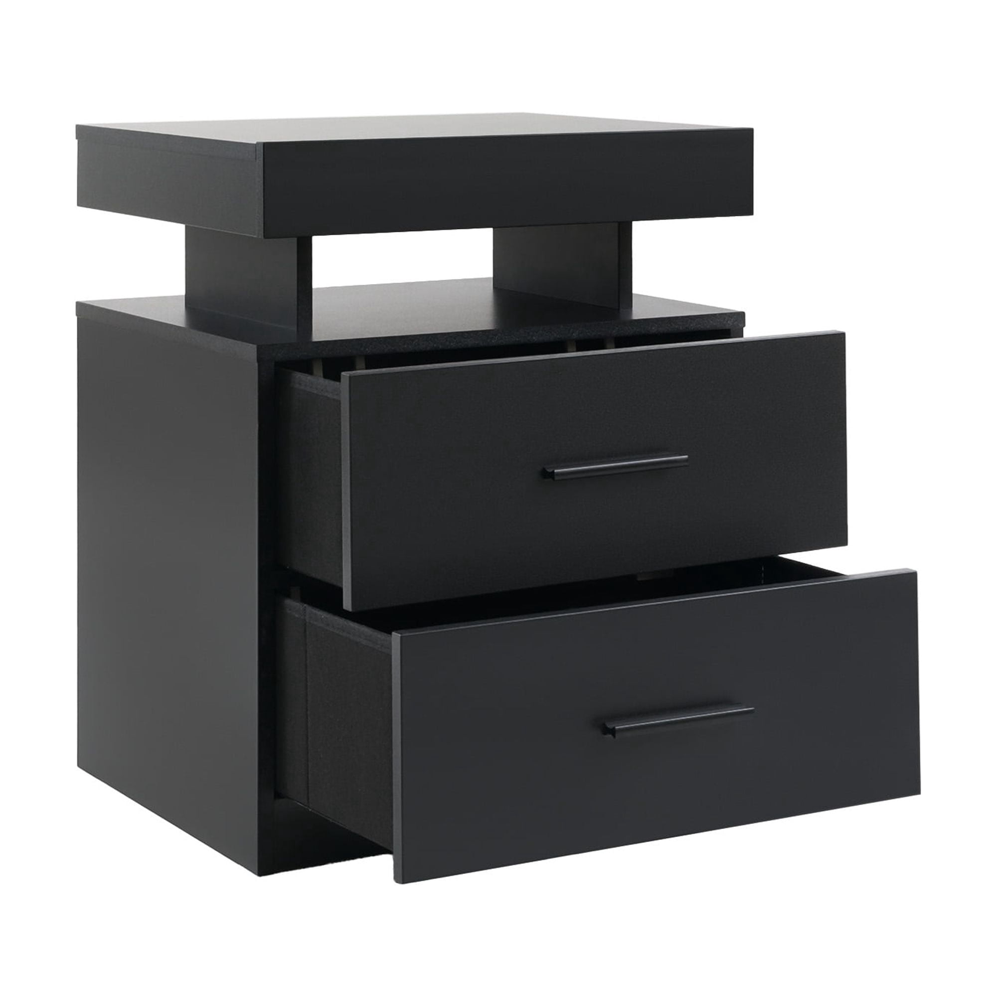 RGB LED Nightstand with 2 Fabric Drawers App/Remote Control 20x15.7x24.4 Inch for Bedroom Game Room Office