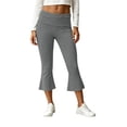 thumbnail image 3 of Lumtrix Women Fold Over Capri Pants Mid Rise Foldover Yoga Leggings Knee Length Cropped Flared Bell Bottom Capris Gray S, 3 of 9