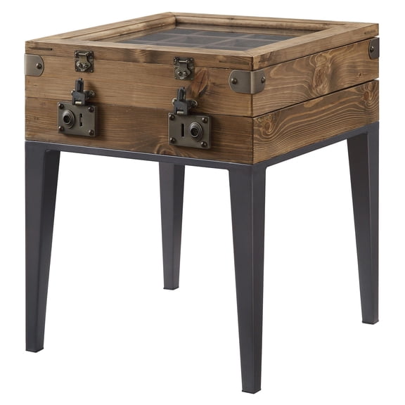 ACME Kolin Square Accent Table in Rustic Oak and Matte Gray