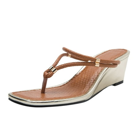 

Sandals Women 2023 Summer New Fashion Slipsole Flip Flop Sandal Pu Brown 42