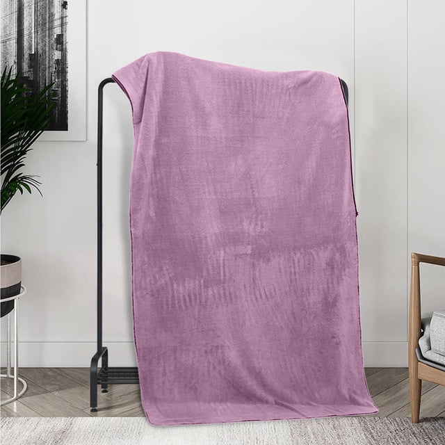Large Velvet Bath Towel for Adults | Super Soft & Absorbent | Lightweight Quick-Dry Blanket Cover | Multipurpose for Home, Gym, Spa, Beach | Machine Washable | Gray, Purple, Blue | 1 Pack