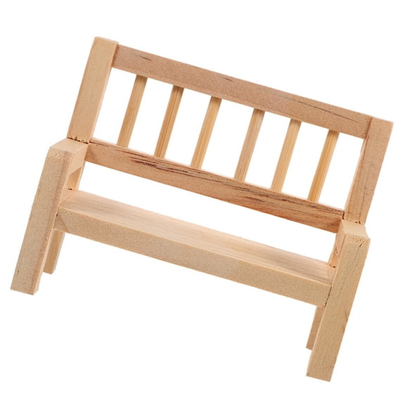 LEORX Small Wood Bench Miniature Park Bench Seat 1Pack Khaki Wood for Landscaping Decor